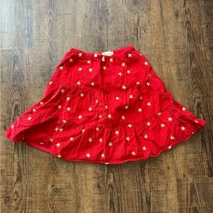 Mini Boden Star Red/Gold Cord Skirt- Size 8/9
